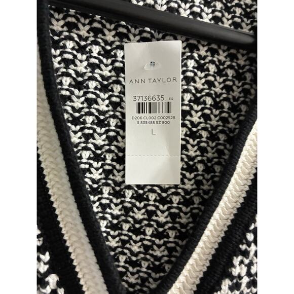 Women's Ann Taylor Geo Stitch Button Down Knit Sweater Vest Cotton Sz L NWT - Picture 3 of 9